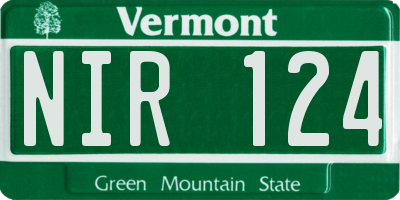 VT license plate NIR124