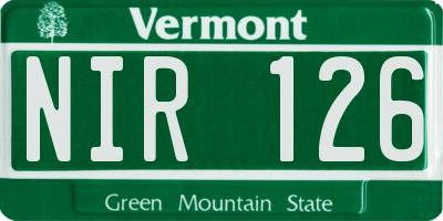 VT license plate NIR126