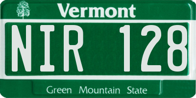VT license plate NIR128