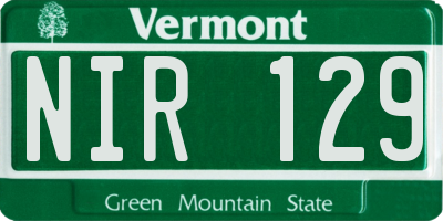 VT license plate NIR129