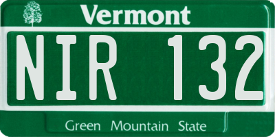 VT license plate NIR132