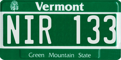 VT license plate NIR133