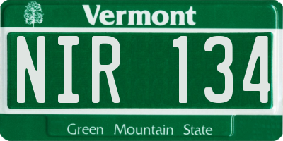 VT license plate NIR134