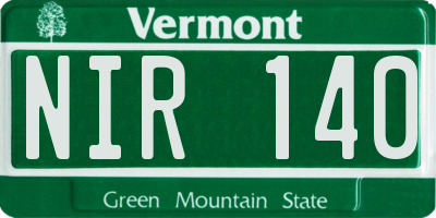 VT license plate NIR140