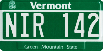 VT license plate NIR142
