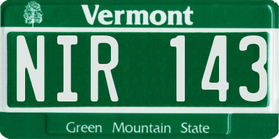 VT license plate NIR143