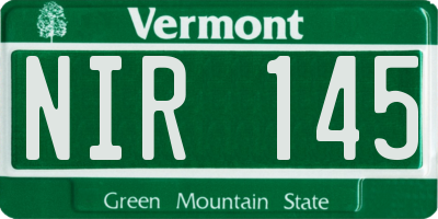 VT license plate NIR145
