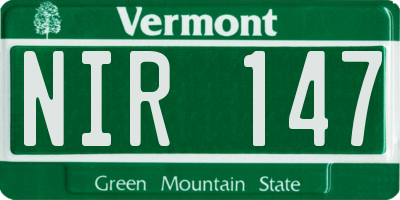 VT license plate NIR147