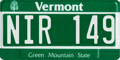 VT license plate NIR149