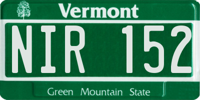 VT license plate NIR152