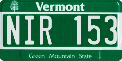 VT license plate NIR153