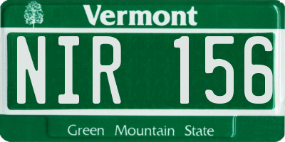 VT license plate NIR156