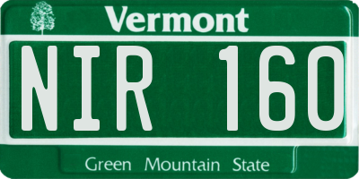 VT license plate NIR160