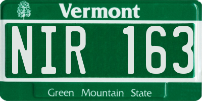 VT license plate NIR163