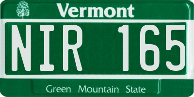 VT license plate NIR165