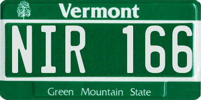 VT license plate NIR166