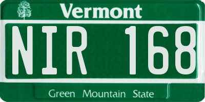VT license plate NIR168