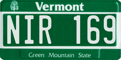 VT license plate NIR169