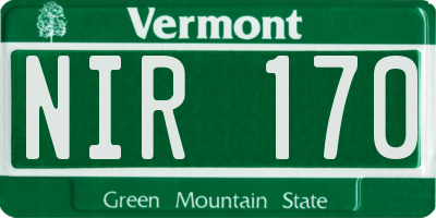 VT license plate NIR170