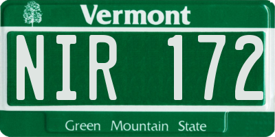 VT license plate NIR172