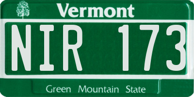 VT license plate NIR173
