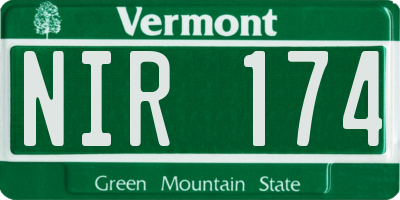 VT license plate NIR174