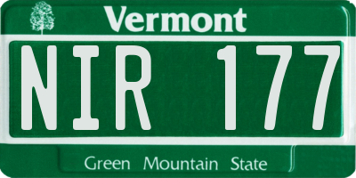 VT license plate NIR177