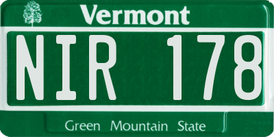 VT license plate NIR178