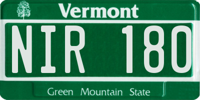 VT license plate NIR180