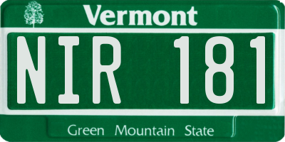 VT license plate NIR181