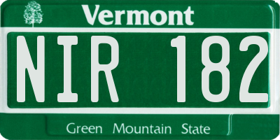 VT license plate NIR182