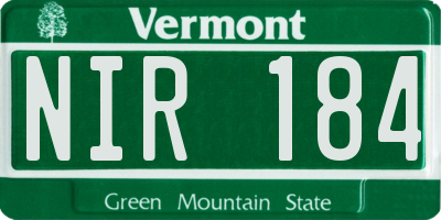 VT license plate NIR184
