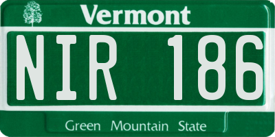 VT license plate NIR186