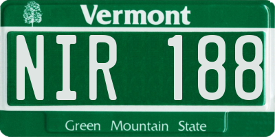 VT license plate NIR188