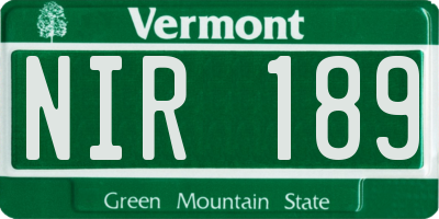 VT license plate NIR189