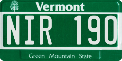VT license plate NIR190