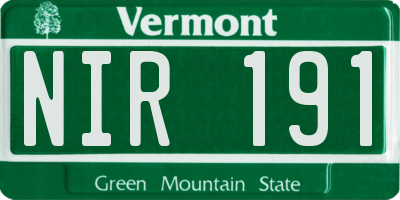 VT license plate NIR191