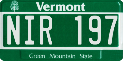VT license plate NIR197