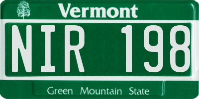 VT license plate NIR198