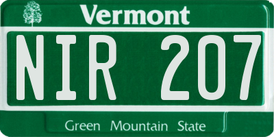 VT license plate NIR207