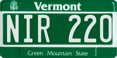 VT license plate NIR220