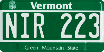 VT license plate NIR223
