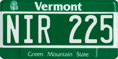VT license plate NIR225