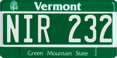 VT license plate NIR232