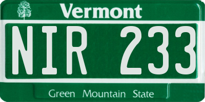 VT license plate NIR233