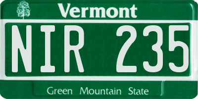 VT license plate NIR235