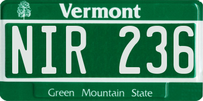 VT license plate NIR236