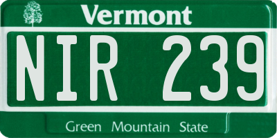 VT license plate NIR239