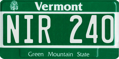 VT license plate NIR240