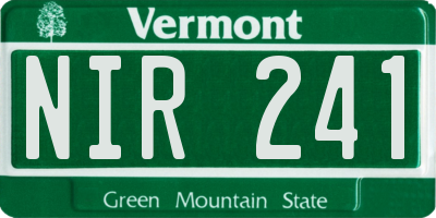 VT license plate NIR241